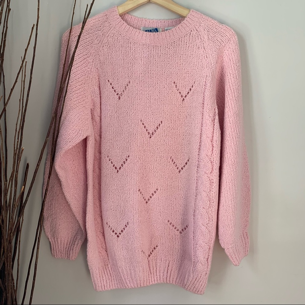 Laura Tyler Pullover Sweater Vintage Acrylic Crew Neck Pink Womens Small